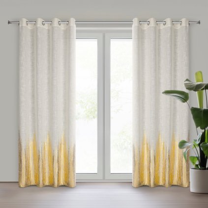 ZATEMŇOVACÍ ZÁVĚS NA KROUŽCÍCH IMANI 135X250 CM VZOROVANÁ