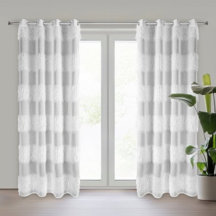 ZÁCLONA NA KROUŽCÍCH MARGARET1 140X250 CM BÍLÁ