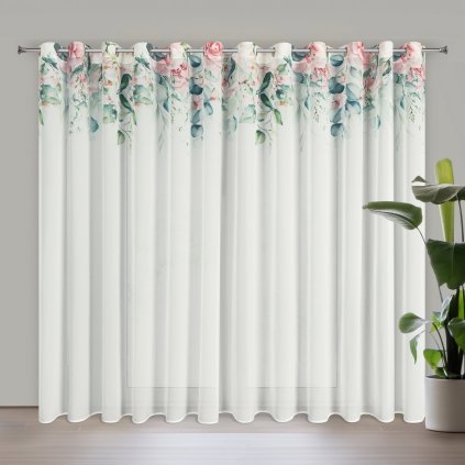 ZÁVĚS NA KROUŽCÍCH ALORA 350X250 CM LISTY