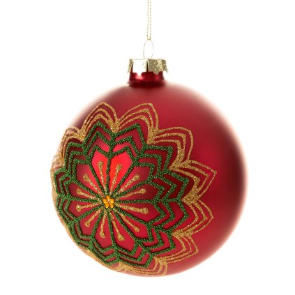 SADA 4KS VÁNOČNÍ OZDOBA SKLENĚNÁ (FI) 10 CM VZOROVANÁ