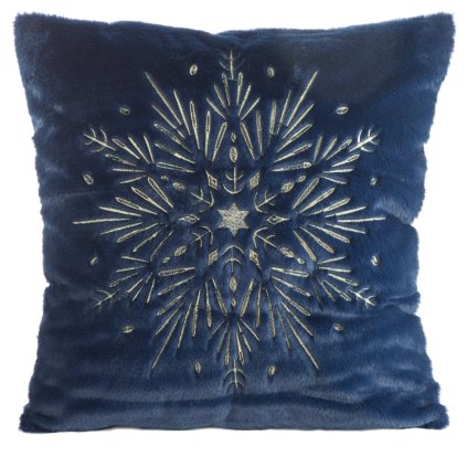 CHLUPATÁ VÁNOČNÍ DEKORAČNÍ POVLEČEK NA POLŠTÁŘ SNOWFLAKE 45X45 VZOROVANÁ