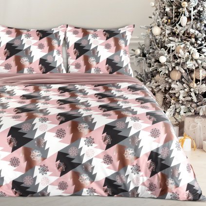 VÁNOČNÍ POVLEČENÍ Z MIKROVLÁKNA AURA 160X200 CM, 2 KS 70X80 CM VZOROVANÉ