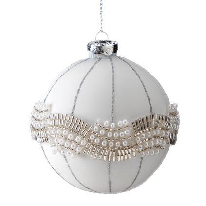 SKLENĚNÁ VÁNOČNÍ OZDOBA SADA 4KS (FI) 10 CM BÍLÁ