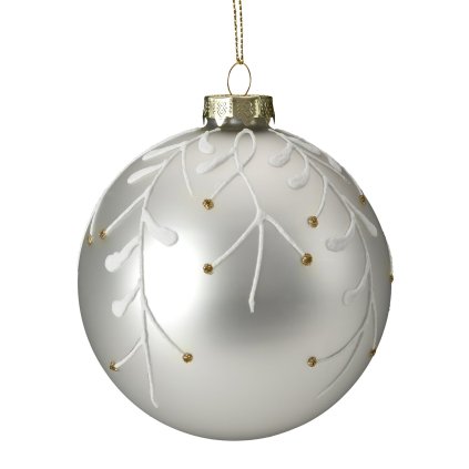 SKLENĚNÁ VÁNOČNÍ OZDOBA SADA 4KS (FI) 10 CM STŘÍBRNÁ