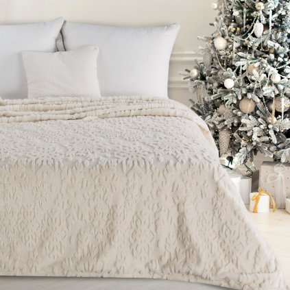 VÁNOČNÍ DEKA BLINK2 150X200 CM KRÉMOVÁ