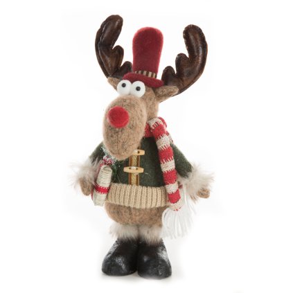 VÁNOČNÍ DEKORAČNÍ FIGURKA REINDEER 38 CM VÍCEBAREVNÁ