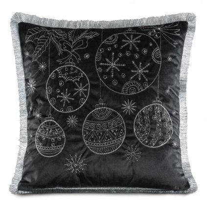 VÁNOČNÍ DEKORAČNÍ POVLAK NA POLŠTÁŘ HOLLY 45X45 CM ČERNÁ