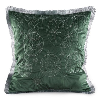 VÁNOČNÍ DEKORAČNÍ POVLAK NA POLŠTÁŘ HOLLY 45X45 CM ZELENÁ