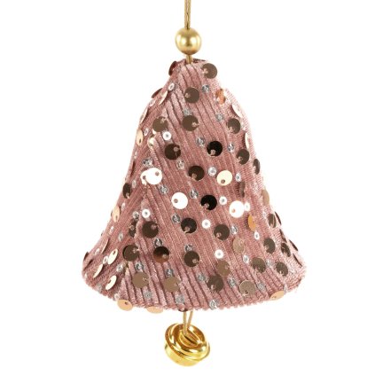 VÁNOČNÍ DEKORACE BELL SADA 12KS 8X12 CM RŮŽOVÁ