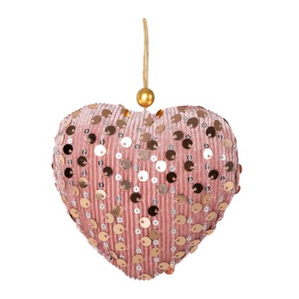 VÁNOČNÍ DEKORACE HEART SADA 12KS 9X9 CM RŮŽOVÁ