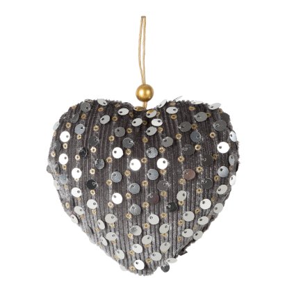 VÁNOČNÍ DEKORACE HEART SADA 12KS 9X9 CM STŘÍBRNÁ