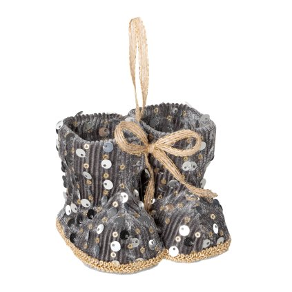 VÁNOČNÍ DEKORACE BOOTS SADA 12KS 10X7 CM STŘÍBRNÁ