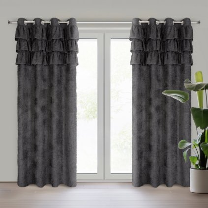 ZÁVĚS NA KROUŽCÍCH AGIS 2 140X250 CM ČERNÁ