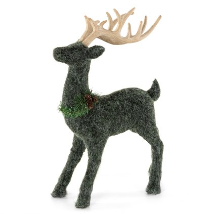 DEKORAČNÍ FIGURKA FUR 30X47 CM TMAVĚZELENÁ