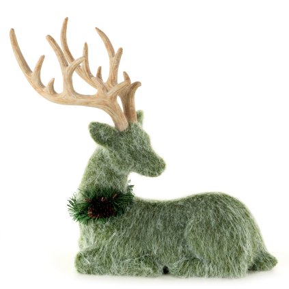 DEKORAČNÍ FIGURKA FUR 30X40 CM ZELENÁ