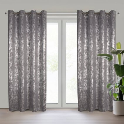 ZATEMŇOVACÍ ZÁVĚS NA KROUŽCÍCH ELISE 140X250 CM ŠEDÁ