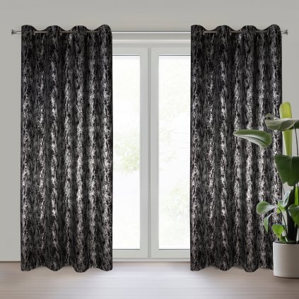 ZATEMŇOVACÍ ZÁVĚS NA KROUŽCÍCH ELISE 140X250 CM ČERNÁ