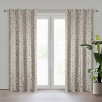 ZATEMŇOVACÍ ZÁVĚS NA KROUŽCÍCH KORNELIE 140X250 CM SVĚTLEBÉŽOVÁ