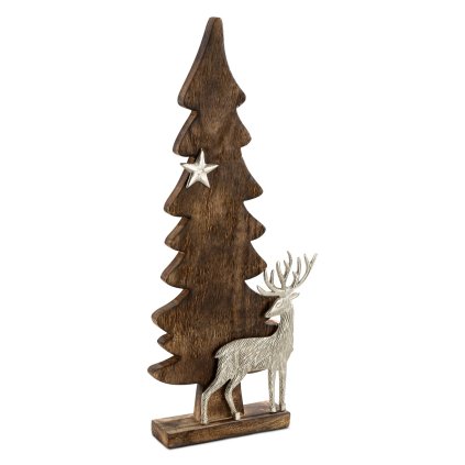 VÁNOČNÍ FIGURKA WOOD AND DEER SADA 2KS 20X60 CM VÍCEBAREVNÁ