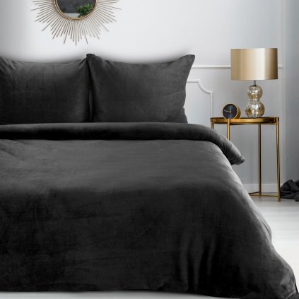 FLEECOVÉ POVLEČENÍ FLANO2 200X220 CM, 2 KS 70X80 CM ČERNÉ