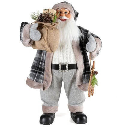 VÁNOČNÍ FIGURKA SANTA 80 CM ŠEDÁ