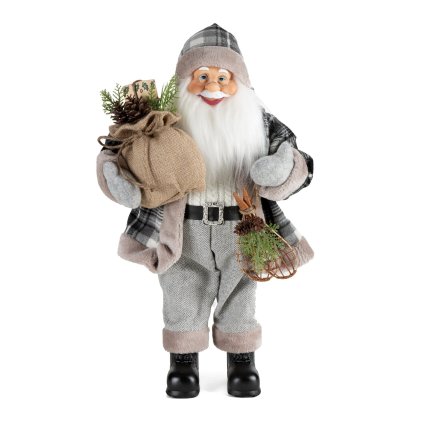 VÁNOČNÍ FIGURKA SANTA 60 CM ŠEDÁ