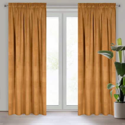 ZATEMŇOVACÍ ZÁVĚS NA PÁSCE MEANIE 140X270 CM MEDOVÁ