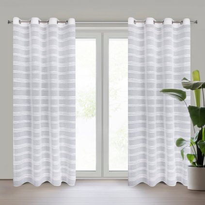 ZÁCLONA NA KROUŽCÍCH DOLY 140X250 CM BÍLÁ