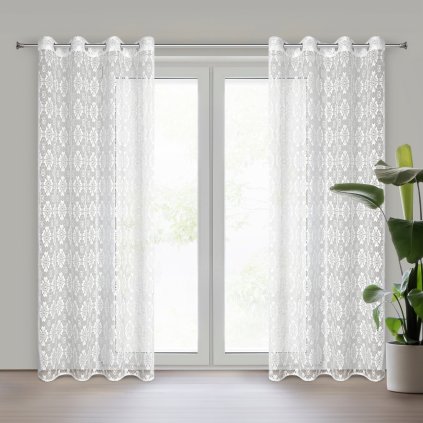 ZÁCLONA NA KROUŽCÍCH IGA 140X250 CM BÍLÁ