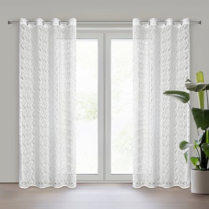 ZÁCLONA NA KROUŽCÍCH MONI 140X250 CM BÍLÁ