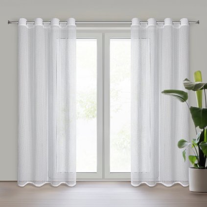 ZÁCLONA NA KROUŽCÍCH NERI 140X250 CM BÍLÁ