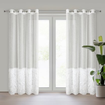 ZÁCLONA NA KROUŽCÍCH MARGARET6 140X250 CM KRÉMOVÁ