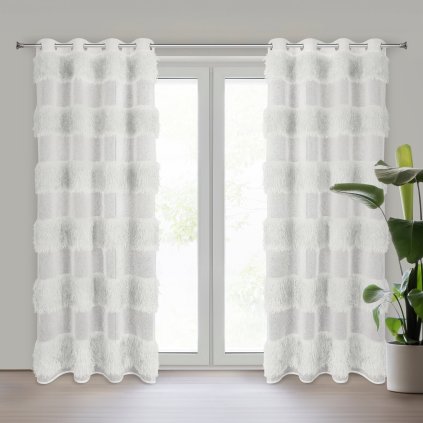 ZÁCLONA NA KROUŽCÍCH MARGARET 140X250 CM KRÉMOVÁ