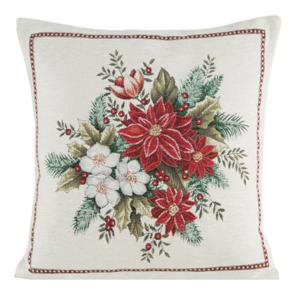 VÁNOČNÍ GOBELÍNOVÁ DEKORAČNÍ POVLAK NA POLŠTÁŘ MERRY5 45X45 CM VZOROVANÁ
