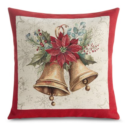 VÁNOČNÍ GOBELÍNOVÁ DEKORAČNÍ POVLAK NA POLŠTÁŘ MERRY 45X45 CM VZOROVANÁ