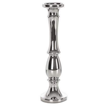 KERAMICKÝ SVÍCEN JOLY 11X11X39 CM STŘÍBRNÁ