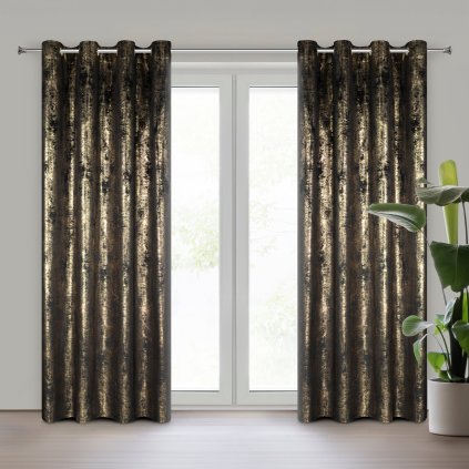 ZATEMŇOVACÍ ZÁVĚS NA KROUŽCÍCH RENIA 140X250 CM VZOROVANÁ