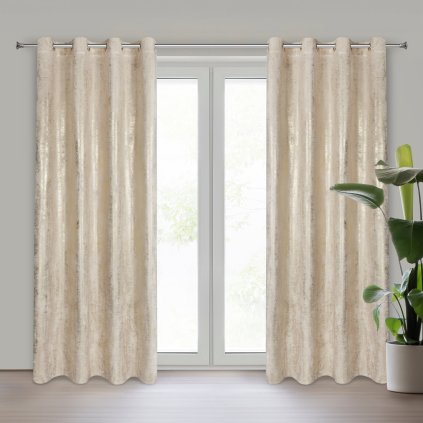 ZATEMŇOVACÍ ZÁVĚS NA KROUŽCÍCH RENIA 140X250 CM VZOROVANÁ