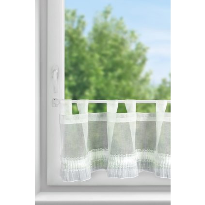 KRÁTKÁ ZÁCLONA NA POUTKÁCH MARY 30X150 CM BÍLÁ