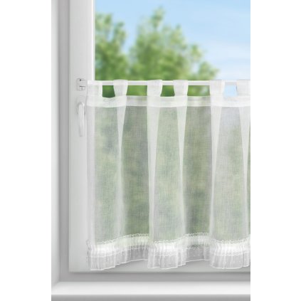 KRÁTKÁ ZÁCLONA NA POUTKÁCH MARY 60X150 CM BÍLÁ
