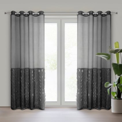 ZÁCLONA NA KROUŽCÍCH DEBORA 140X250 CM ČERNÁ