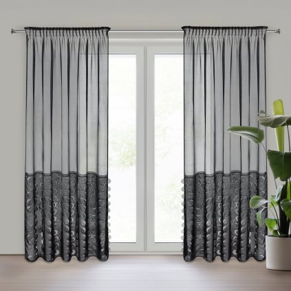 ZÁCLONA NA PÁSCE DEBORA 140X270 CM ČERNÁ