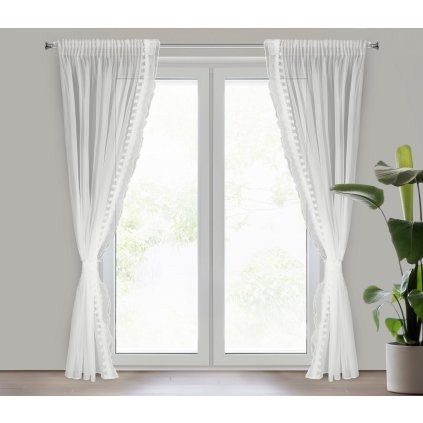 ZÁCLONA NA PÁSCE LARISA SADA 2KS 140X270 CM BÍLÁ