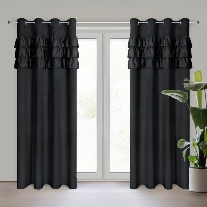 ZATEMŇOVACÍ ZÁVĚS NA KROUŽCÍCH SAMI 140X250 CM ČERNÁ