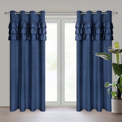 ZATEMŇOVACÍ ZÁVĚS NA KROUŽCÍCH SAMI 140X250 CM TMAVĚMODRÁ
