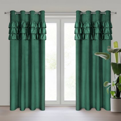ZATEMŇOVACÍ ZÁVĚS NA KROUŽCÍCH SAMI 140X250 CM TMAVĚZELENÁ