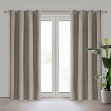 ZÁVĚS NA KOUŽKÁCH NERISA 140X250 CM TMAVĚBÉŽOVÁ