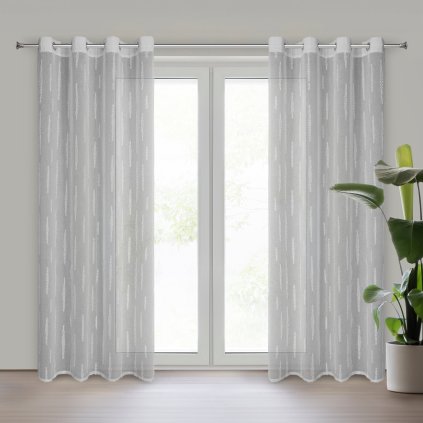 ZÁVĚS NA KROUŽCÍCH ALENI 140X250 CM STŘÍBRNÁ