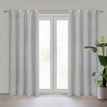 ZÁVĚS NA KROUŽCÍCH ANGELICA 140X250 CM STŘÍBRNÁ