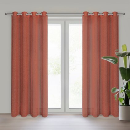 ZÁVĚS NA KROUŽCÍCH ANGELICA 140X250 CM CIHLOVÁ